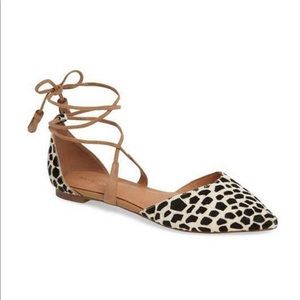 Halogen Oliver Calf Hair Tie Flats. Size 6